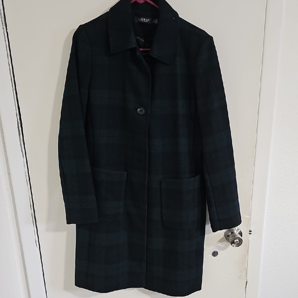 Lauren Ralph Lauren Black Plaid Trench Coat